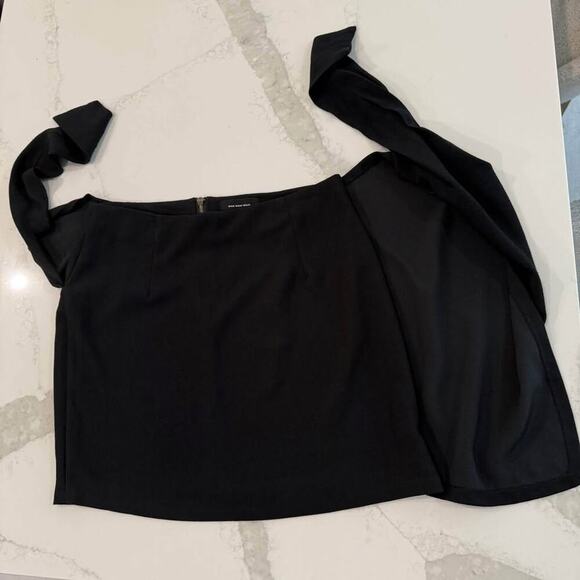 Who What Wear FrontKnot FauxWrap Asymmetrical Mini Skirt Womens 10 Black Stretch - Picture 6 of 6
